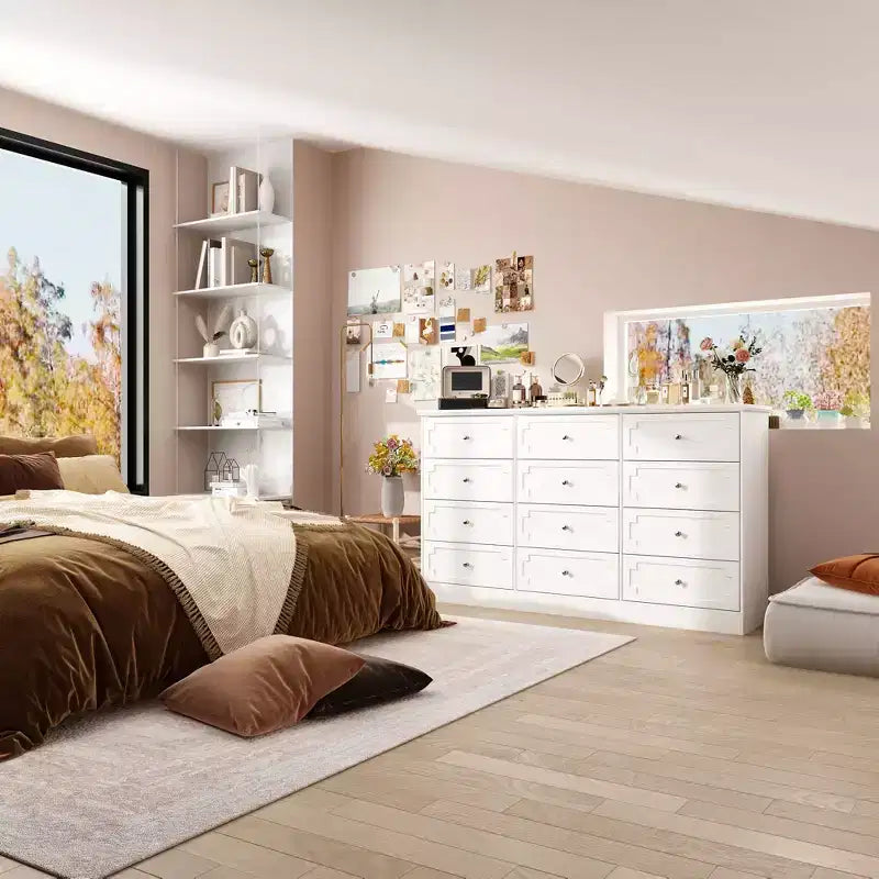 12-Drawer Large Dresser Storage Cabinet, Chest of Drawers, Large-Capacity Organizer for Multi-Room Storage & Decor