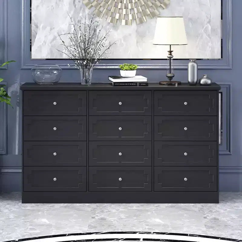 12-Drawer Large Dresser Storage Cabinet, Chest of Drawers, Large-Capacity Organizer for Multi-Room Storage & Decor