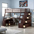 Luxystar Twin Size Loft Bed with 7 Drawers, 2 Shelves, Cabinet and Desk for Kids and Teens