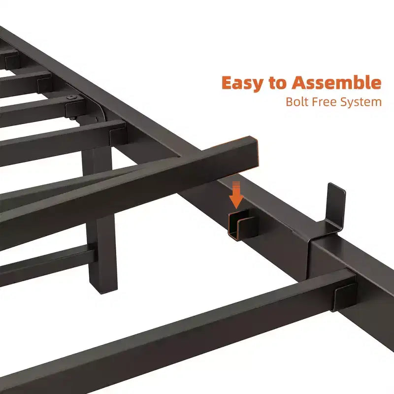 Twin Size Bed Frame with Storage Headboard, Charging Station & RGB LED Lights, Heavy Duty, No Box Spring Needed