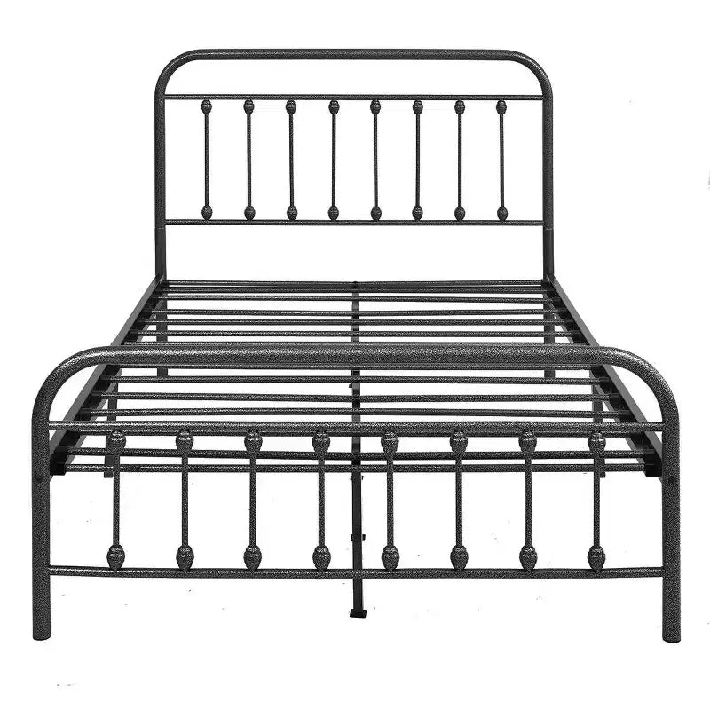 Queen Size Metal Platform Bed Frame with Headboard & Footboard, Steel Slat Support, No Box Spring Needed