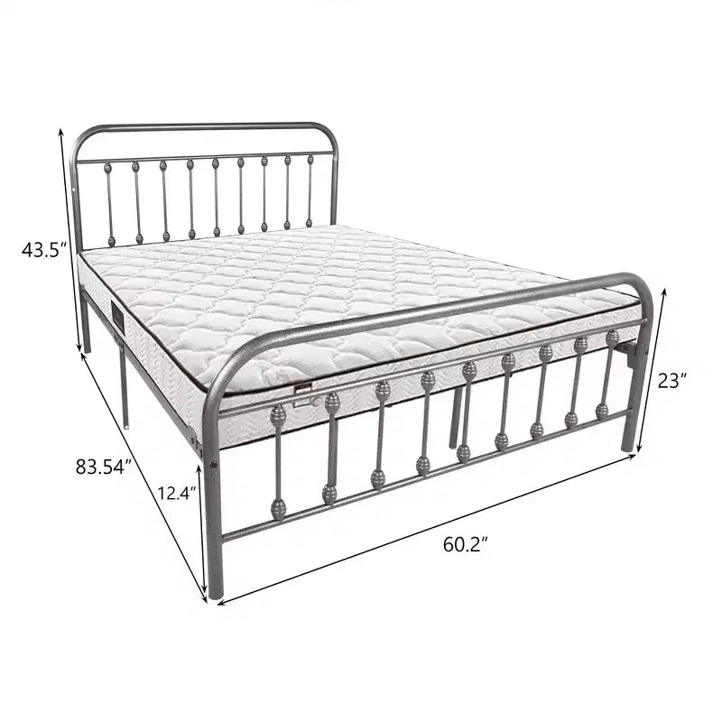 Queen Size Metal Platform Bed Frame with Headboard & Footboard, Steel Slat Support, No Box Spring Needed