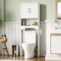 Over-The-Toilet Storage Cabinet with Double Doors and Open Shelf | Freestanding Bathroom Organiser for Toilet & Laundry Room