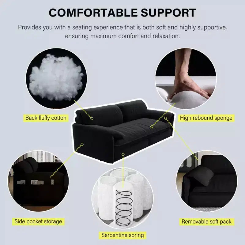 3-in-1 Convertible Sofa Bed, Extendable Sleeper Couch with Pull-Out Queen Bed, Space-Saving Sofa for Living Room, Apartment or Guest Room