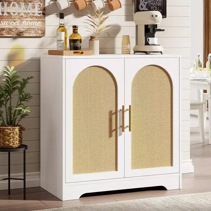 30" Rattan Sideboard Buffet Cabinet, Modern Console Table for Living Room, Kitchen, Hallway, Dining Room, Entryway