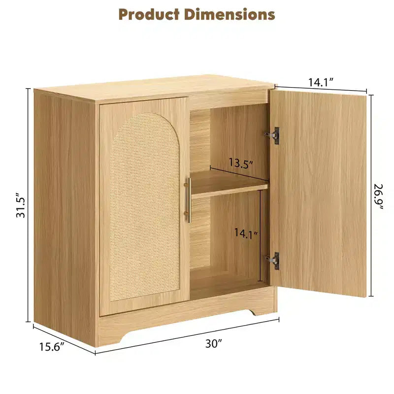 30" Rattan Sideboard Buffet Cabinet, Modern Console Table for Living Room, Kitchen, Hallway, Dining Room, Entryway