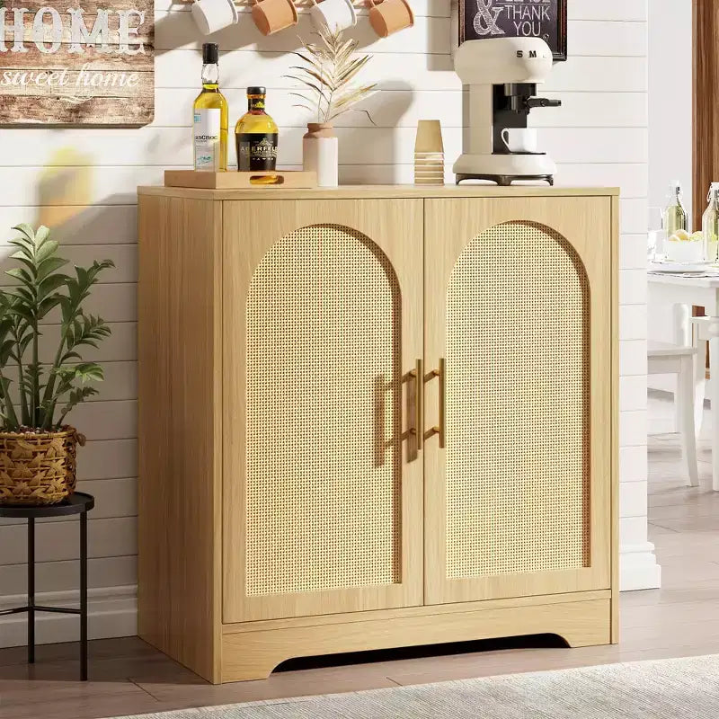 30" Rattan Sideboard Buffet Cabinet, Modern Console Table for Living Room, Kitchen, Hallway, Dining Room, Entryway