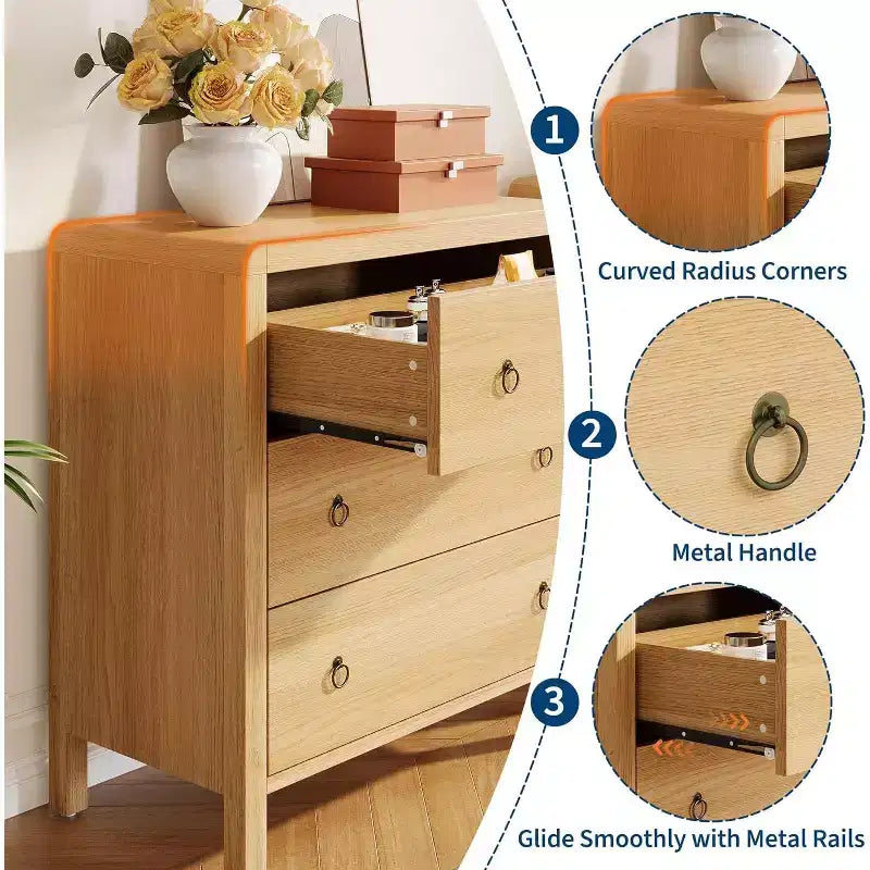 3 Drawer Dresser for Bedroom, Chest of Drawers, Closet Dresser Storage Cabinet Organizer for Bedroom, Living Room, Hallway