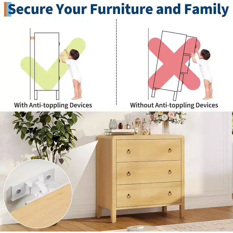 3 Drawer Dresser for Bedroom, Chest of Drawers, Closet Dresser Storage Cabinet Organizer for Bedroom, Living Room, Hallway
