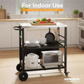 Stainless Steel Foldable Grill Table Cart, Outdoor Food Prep Rolling Cart with Wheels and Storage Shelves, Movable Kitchen Island