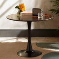 Tavolo da pranzo rotondo con piano ispessito e base in acciaio, tavolo da bistrò moderno per cucina, soggiorno, noce, 23,6*19,7*29,1