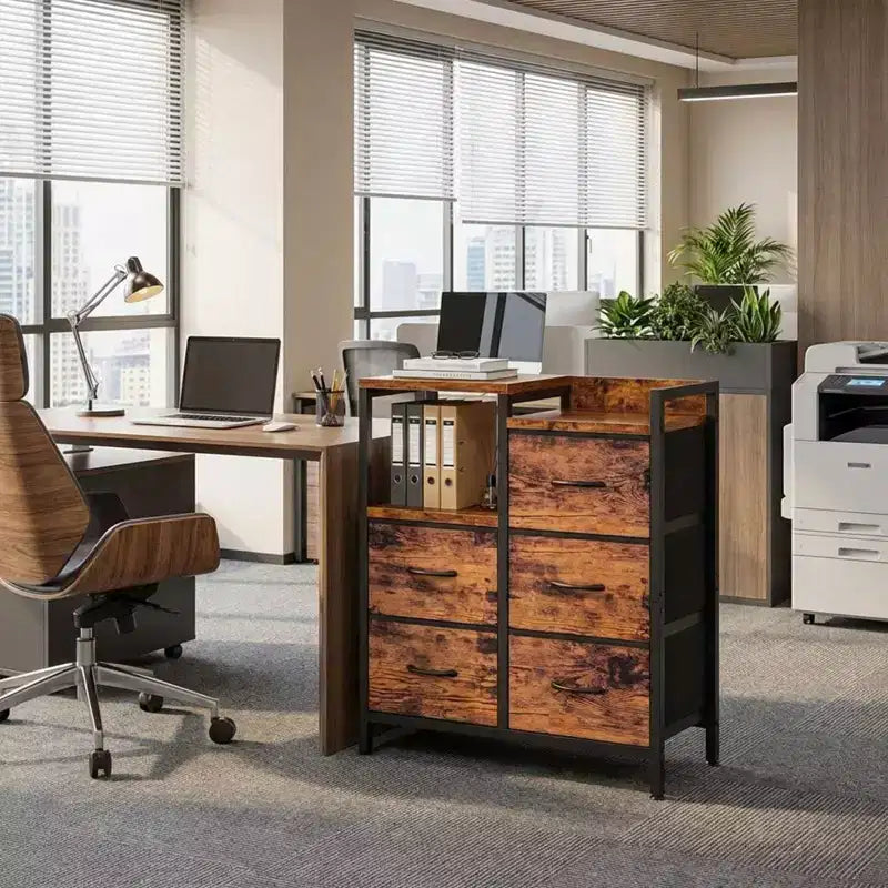 5-layer movable filing cabinet with open storage shelves, a filing cabinet for home office organization, office storage organizer