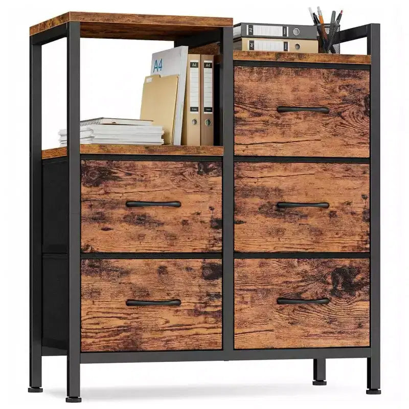 5-layer movable filing cabinet with open storage shelves, a filing cabinet for home office organization, office storage organizer