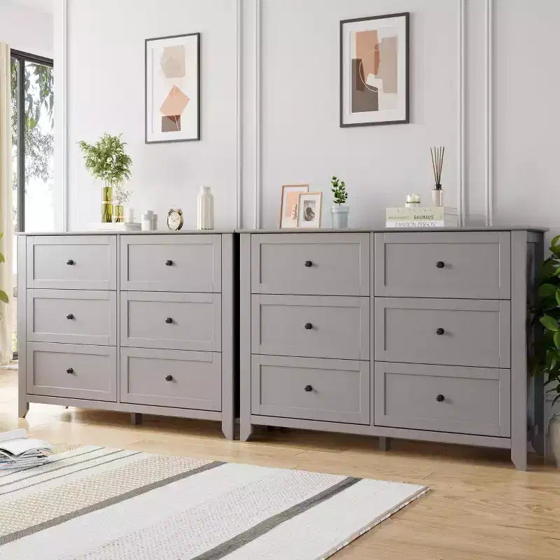 6 Drawer Dresser for Bedroom, Simply Modern Chest of Drawers, Wood Storage Large Dresser with Deep Drawers for Living Room, Hallway Entryway