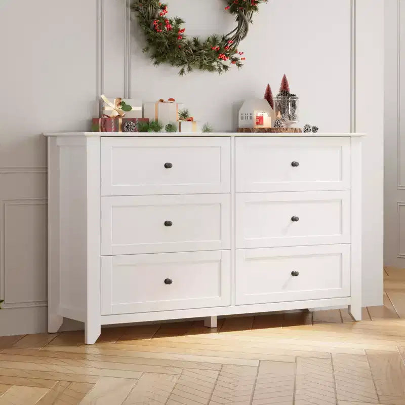 6 Drawer Dresser for Bedroom, Simply Modern Chest of Drawers, Wood Storage Large Dresser with Deep Drawers for Living Room, Hallway Entryway
