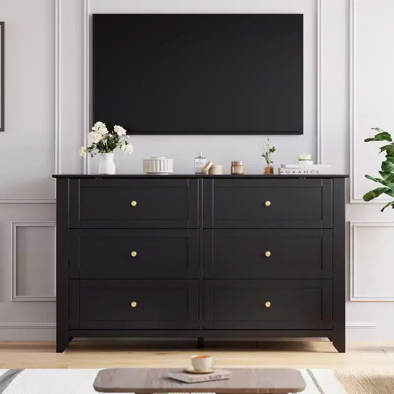 6 Drawer Dresser for Bedroom, Simply Modern Chest of Drawers, Wood Storage Large Dresser with Deep Drawers for Living Room, Hallway Entryway