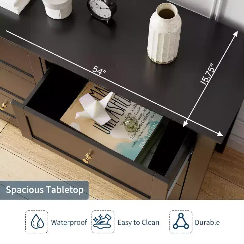 6 Drawer Dresser for Bedroom, Simply Modern Chest of Drawers, Wood Storage Large Dresser with Deep Drawers for Living Room, Hallway Entryway