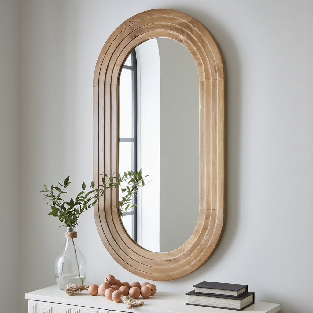 Signature Design by Ashley Daverly Wall Accent Mirror with Brown Wood Frame