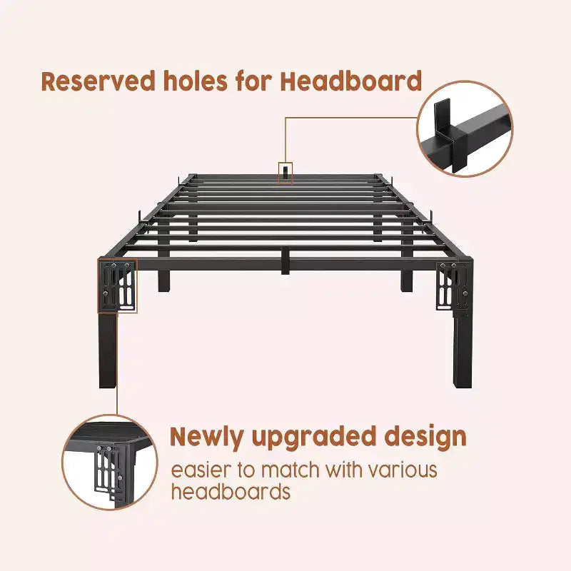 Metal Bed Frame, Heavy Duty Metal Platform Bed Frame with Reinforced Slats Support, 800 Lbs Load Capacity, Noise Free