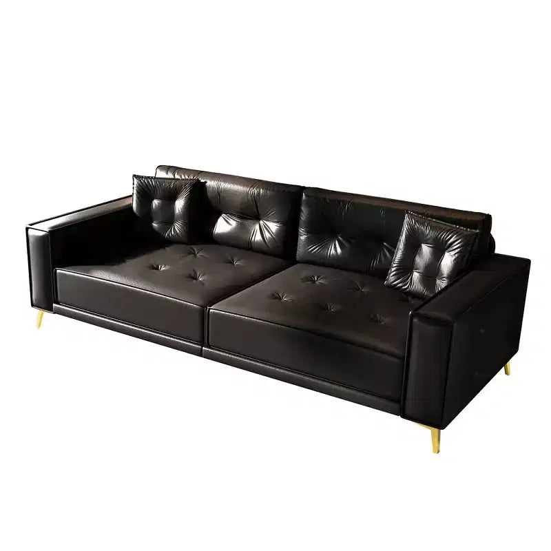 92.1" King Size Pull Out Sleeper Sofa Bed, 3-in-1 Faux Leather Convertible Sofa Couch with 2 Pillows