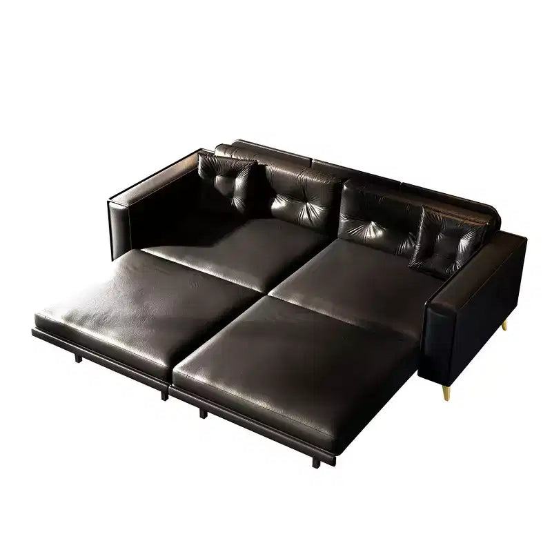 92.1" King Size Pull Out Sleeper Sofa Bed, 3-in-1 Faux Leather Convertible Sofa Couch with 2 Pillows