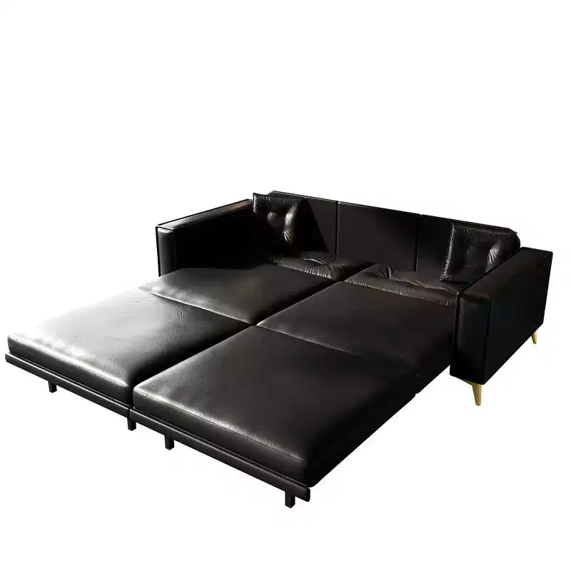 92.1" King Size Pull Out Sleeper Sofa Bed, 3-in-1 Faux Leather Convertible Sofa Couch with 2 Pillows