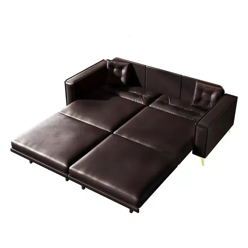 92.1" King Size Pull Out Sleeper Sofa Bed, 3-in-1 Faux Leather Convertible Sofa Couch with 2 Pillows