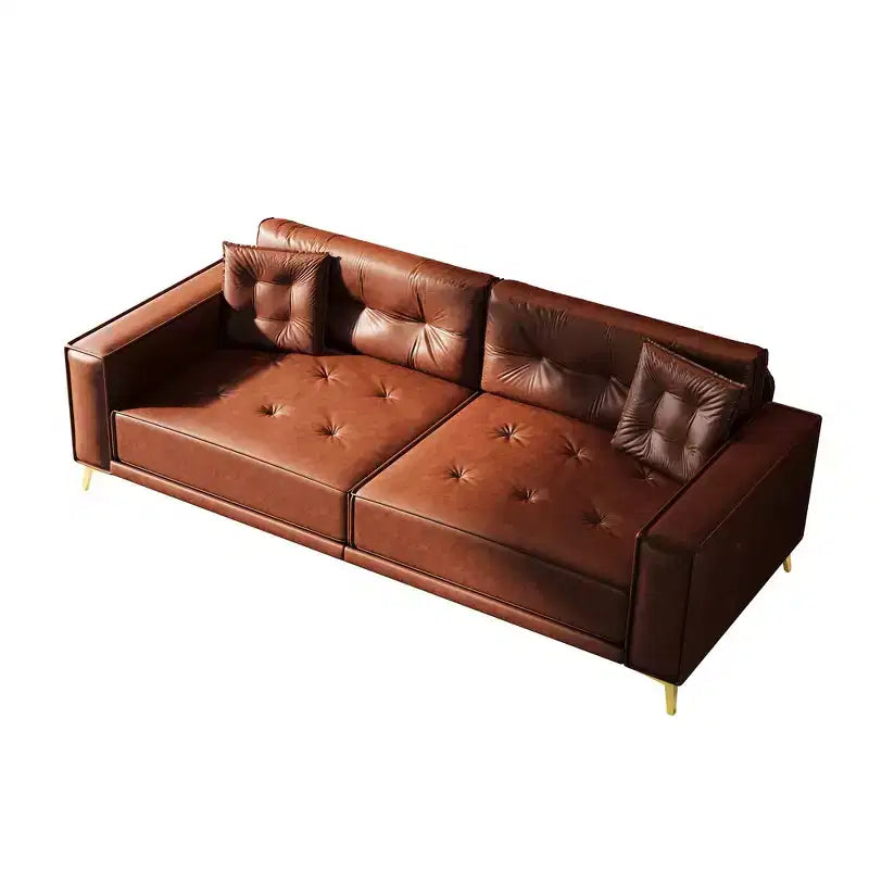 92.1" King Size Pull Out Sleeper Sofa Bed, 3-in-1 Faux Leather Convertible Sofa Couch with 2 Pillows