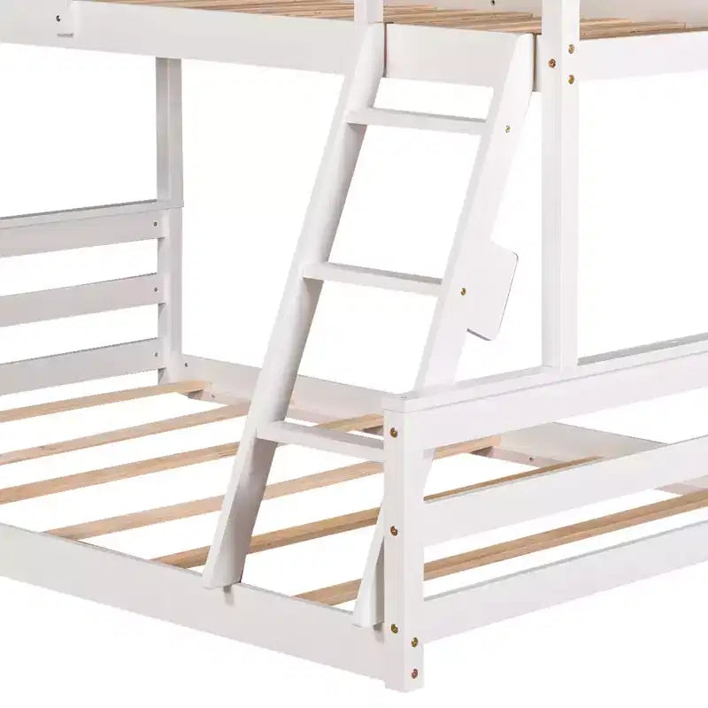 Twin over Full House Bunk Bed with Ladder, Detachable into 2 Beds