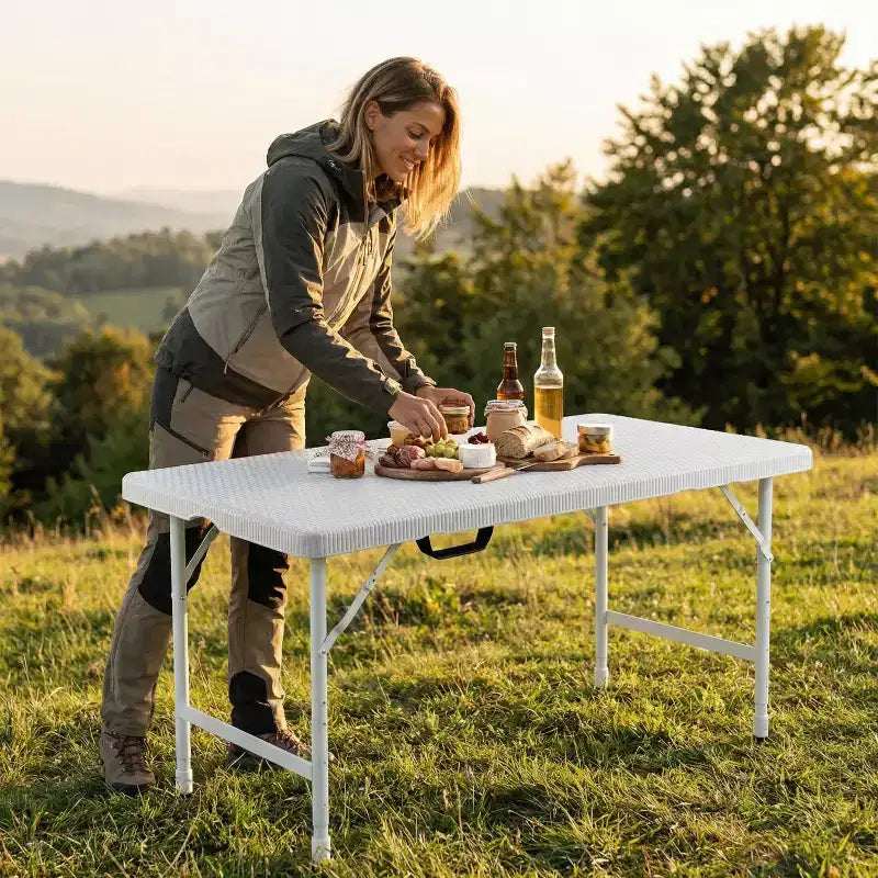 4ft Portable Folding Table - Heavy-Duty 135KG Capacity Indoor Outdoor Table for Camping, Patio, Picnic & Events, Black