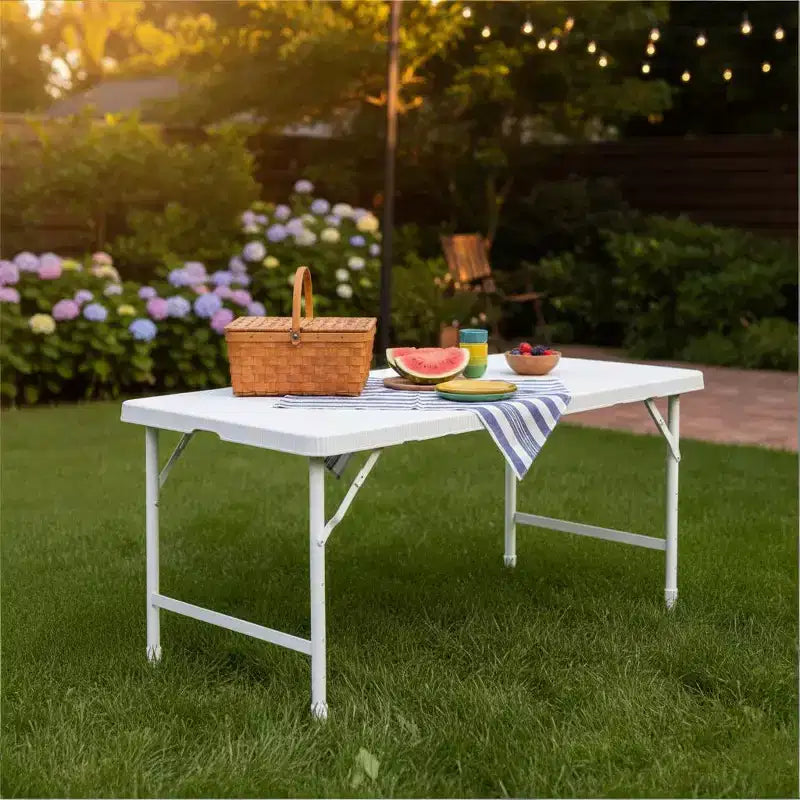 4ft Portable Folding Table - Heavy-Duty 135KG Capacity Indoor Outdoor Table for Camping, Patio, Picnic & Events, Black