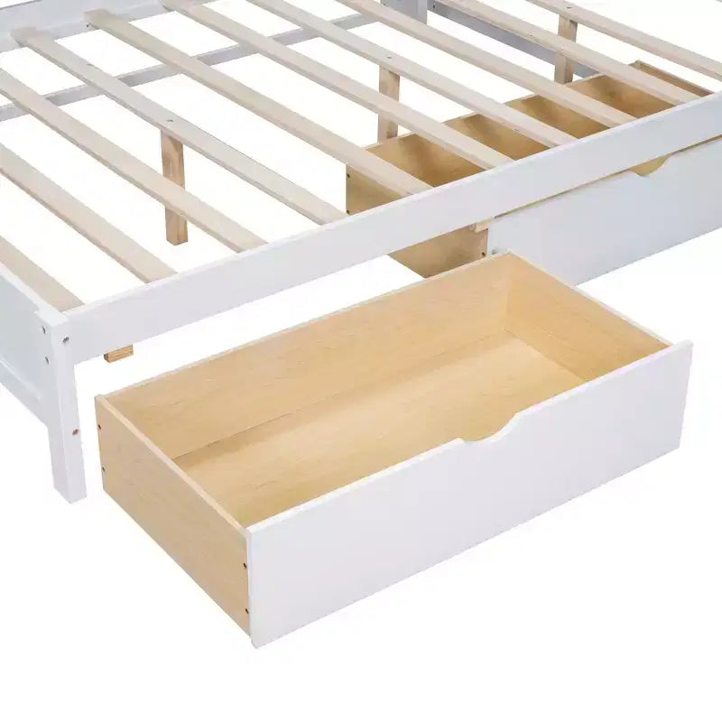 Wooden Full Size Daybed with 2 Drawers, Storage Shelf and Charging Ports for Bedroom, White