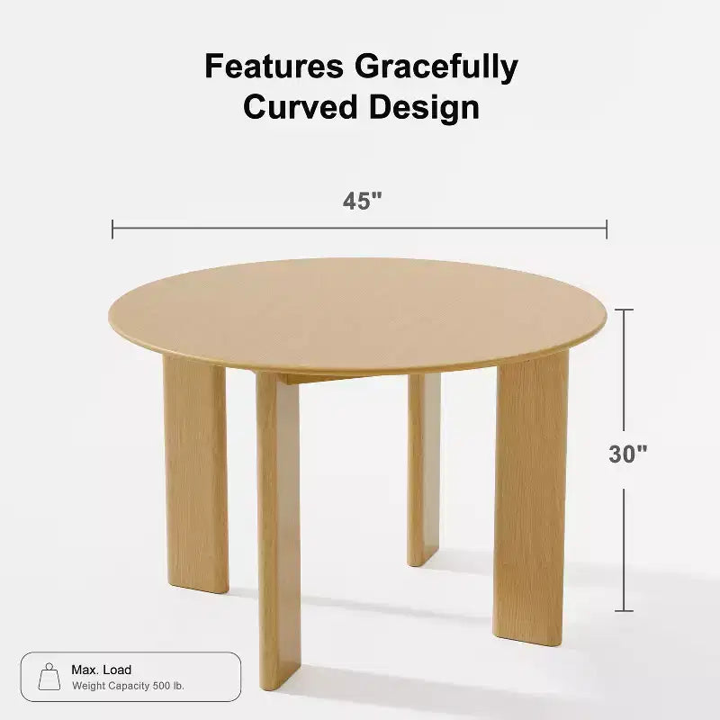 Solid Wood Farmhouse Dining Table, Round Wood Top for Modern Dining Rooms & Family Gatherings