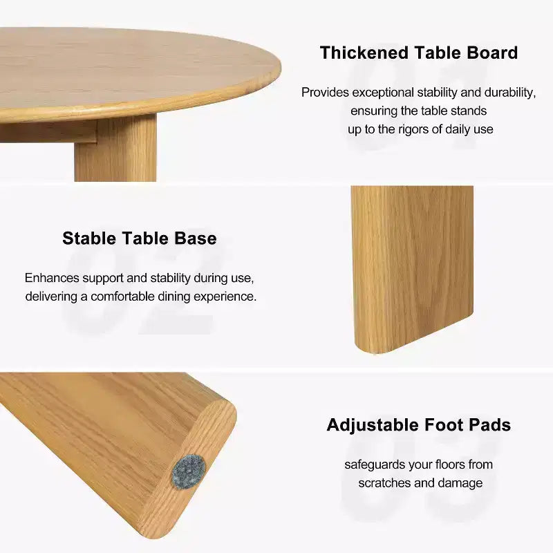 Solid Wood Farmhouse Dining Table, Round Wood Top for Modern Dining Rooms & Family Gatherings