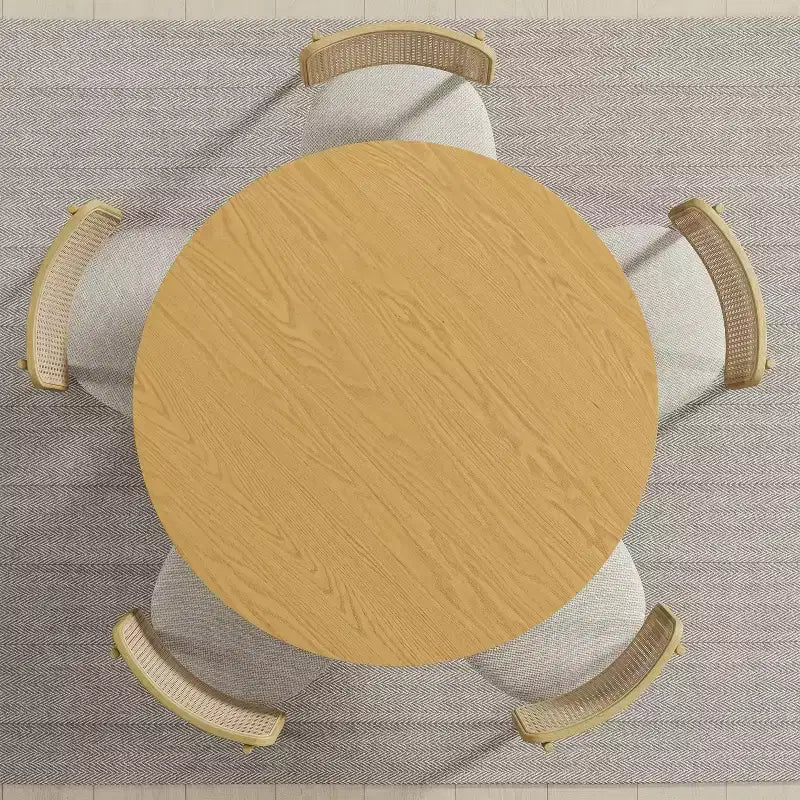 Solid Wood Farmhouse Dining Table, Round Wood Top for Modern Dining Rooms & Family Gatherings