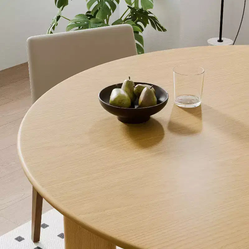 Solid Wood Farmhouse Dining Table, Round Wood Top for Modern Dining Rooms & Family Gatherings