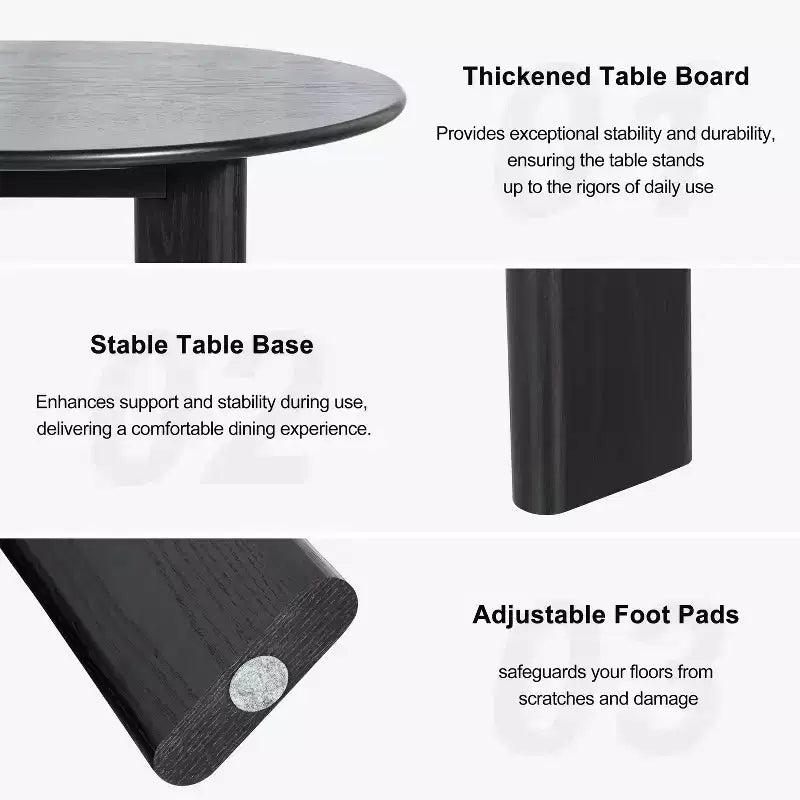 Solid Wood Farmhouse Dining Table, Round Wood Top for Modern Dining Rooms & Family Gatherings