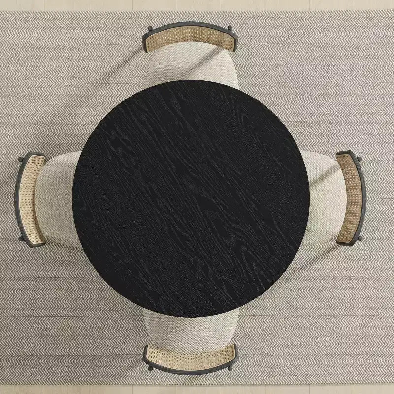 Solid Wood Farmhouse Dining Table, Round Wood Top for Modern Dining Rooms & Family Gatherings