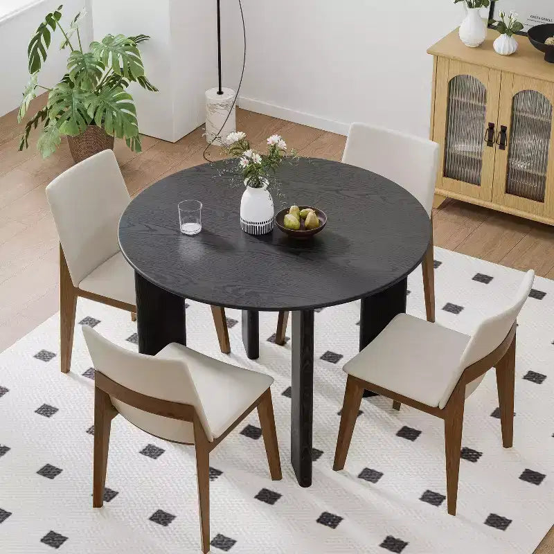 PexFix Solid Wood Farmhouse Dining Table Round Wood Top for Modern Dining Rooms & Family Gatherings