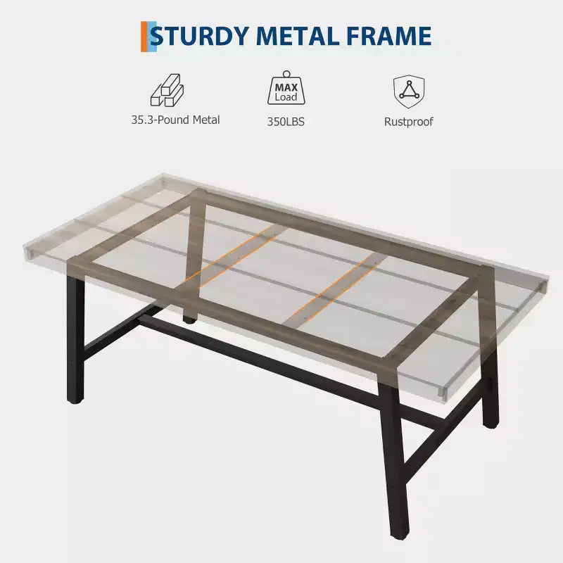 Industrial Wooden Dining Table for 4-6 People, 63 Long Rectangular Kitchen Table with Metal Legs, Dinner Table for Dining Room, No Chairs