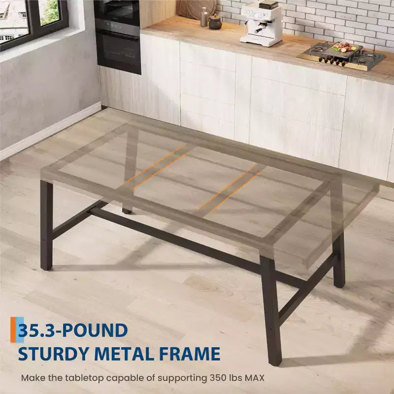 Industrial Wooden Dining Table for 4-6 People, 63 Long Rectangular Kitchen Table with Metal Legs, Dinner Table for Dining Room, No Chairs