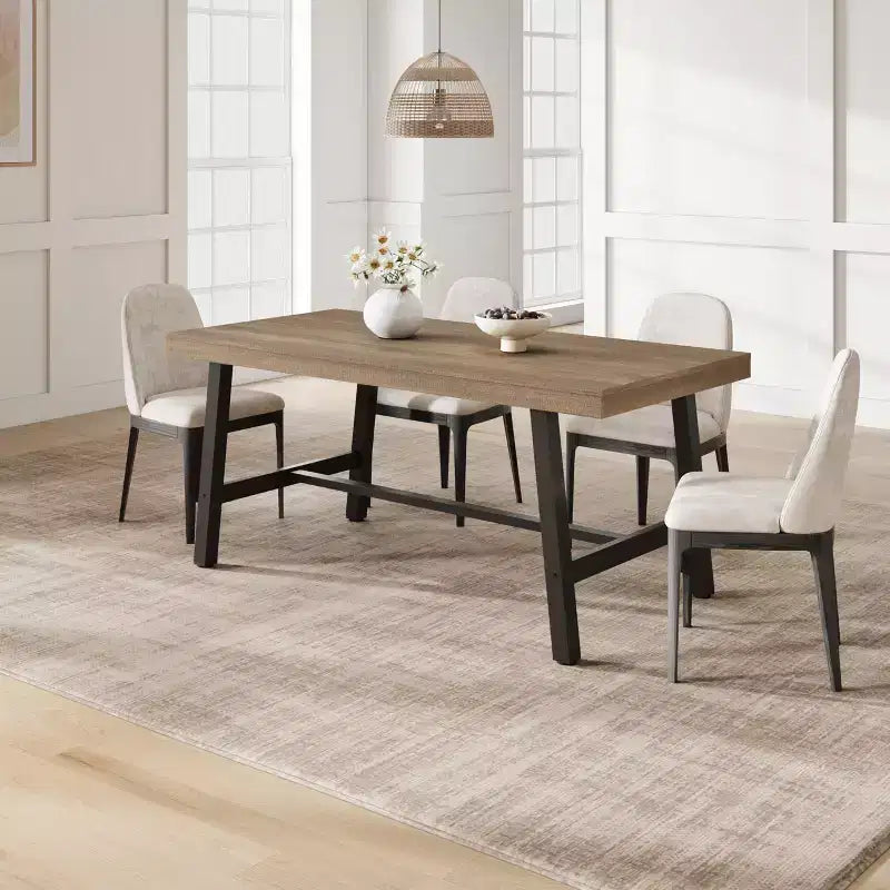 Industrial Wooden Dining Table for 4-6 People, 63 Long Rectangular Kitchen Table with Metal Legs, Dinner Table for Dining Room, No Chairs
