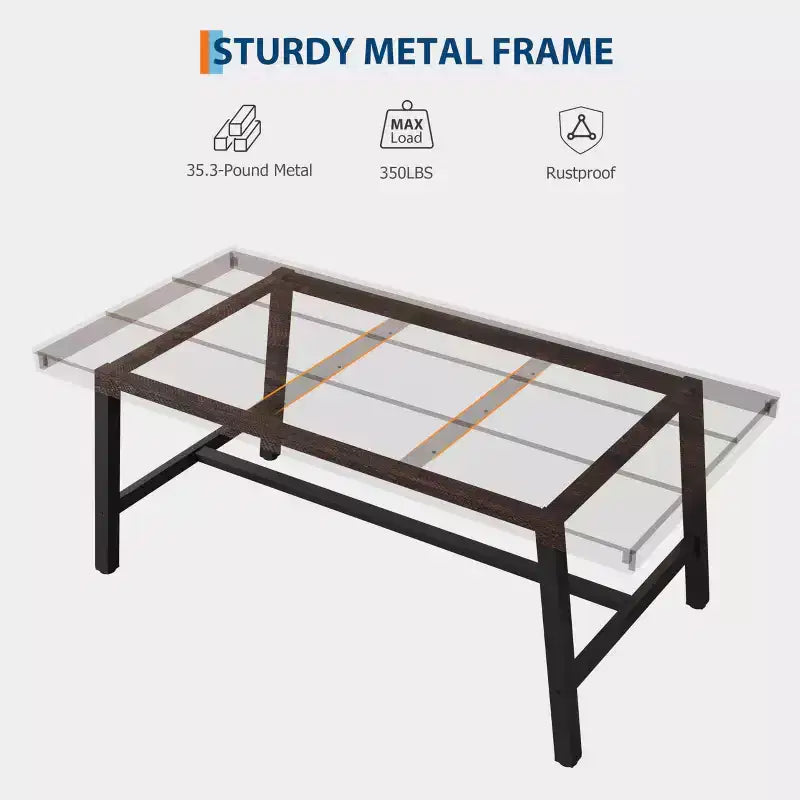 Industrial Wooden Dining Table for 4-6 People, 63 Long Rectangular Kitchen Table with Metal Legs, Dinner Table for Dining Room, No Chairs