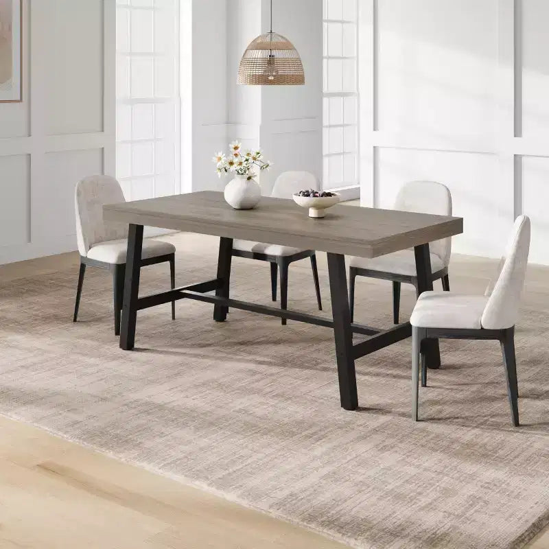 Industrial Wooden Dining Table for 4-6 People, 63 Long Rectangular Kitchen Table with Metal Legs, Dinner Table for Dining Room, No Chairs