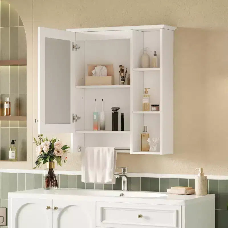 24" Minimalist 3-in-1 Bathroom Mirror Cabinet with High-Definition Mirror and Towel Bar