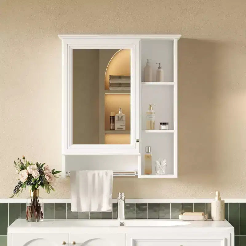24" Minimalist 3-in-1 Bathroom Mirror Cabinet with High-Definition Mirror and Towel Bar
