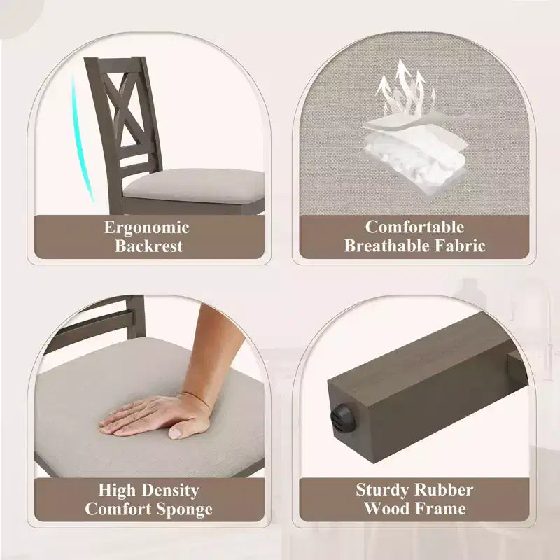 Ergonomic Bar Stools with X-Back Design, Breathable Fabric Comfortable Footrest for Dining Room, Bar, Restaurant, Caf