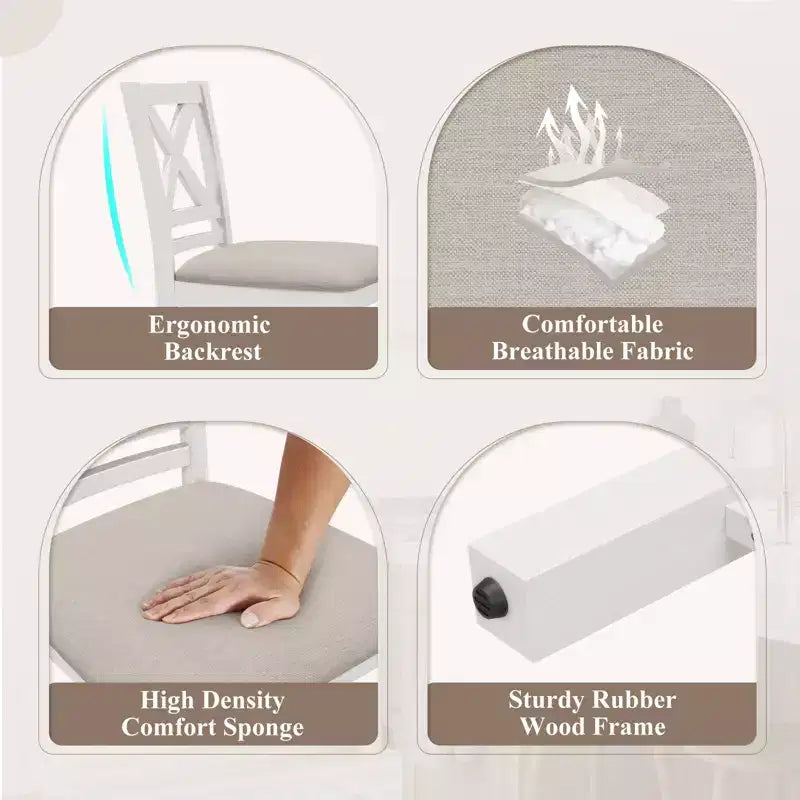 Ergonomic Bar Stools with X-Back Design, Breathable Fabric Comfortable Footrest for Dining Room, Bar, Restaurant, Caf