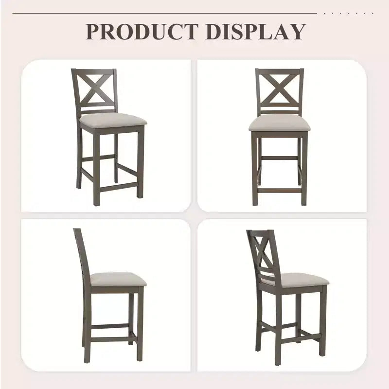 Ergonomic Bar Stools with X-Back Design, Breathable Fabric Comfortable Footrest for Dining Room, Bar, Restaurant, Caf