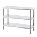 VIYET 34 Stainless Steel Food Prep Table - 2 Adjustable Undershelves, Heavy Duty Metal,Silver